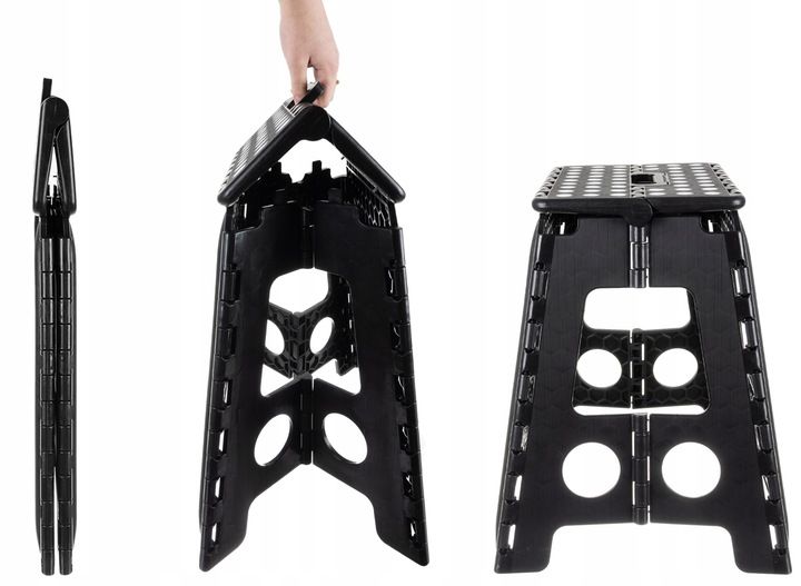 STOŁEK SKŁADANY CZARNO-BIAŁY 39CM zdjęcie 4