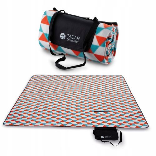 Piknikowa MATA PLAŻOWA KOC polarowy Z IZOLACJĄ 200x200cm DUŻA lekka MIĘKKA na Arena.pl