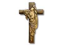 Drewniany krzyż na ścianę Jezus wystrój domu prezent na komunię ślub dąb