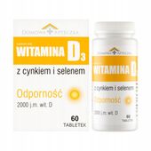 WITAMINA D3 Cynk Selen 60 Tabletek Odporność 2000 IU 1000% RWS Suplement