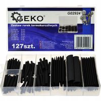 Zestaw rurek termokurczliwych GEKO 127 szt czarne 7 rozmiarów G02924