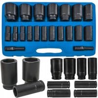 Nasadki udarowe 1/2" zestaw kluczy nasadowych 10-38 mm Silver