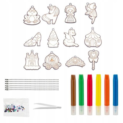 ZESTAW DO ROBIENIA BRELOCZKÓW dla dzieci DIY breloczki 12 szablonów 12 farb na Arena.pl