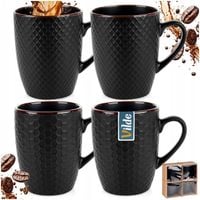 4x Kubki CZARNE do picia kawy herbaty ziół zestaw kubków kubek na prezent
