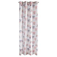 Zasłona dziecięca na przelotkach sowy 140x250 cm biała + różowa