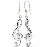 SREBRNE KOLCZYKI KLUCZ WIOLINOWY Z CYRKONIAMI NA BIGLU PR. 925