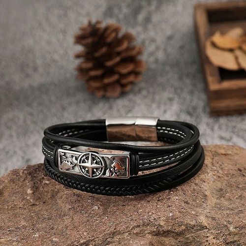 Skórzana Bransoletka z Kompasem i Grawerem – Stylowy Dodatek dla Mężczyzny na Arena.pl