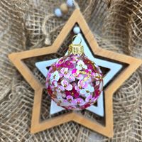 Bombki choinkowe szklane ręcznie malowane, bańki świąteczne, 6 cm, 6 sztuk