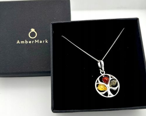 Wisiorek srebrny z bursztynem ORYGINALNA ZAWIESZKA ze srebra FILM DRZEWKO na Arena.pl