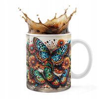 KUBEK CERAMICZNY 330ML DRUK - MOTYL MOTYLE ROBAK SKRZYDŁA WIOSNA KWIATY