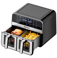 FRYTKOWNICA BEZTŁUSZCZOWA AIR FRYER FRYTOWNICA DUŻA 9L dwukomorowa Airfryer