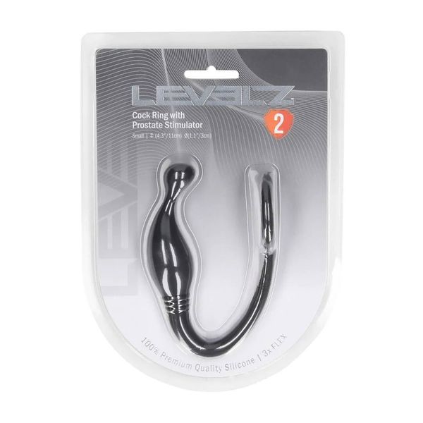 Silicone Cockring With Prostate Stimulator - S - Black zdjęcie 2