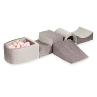 Piankowy plac zabaw z mostkiem i z basenem micro Velvet lila + 100 piłek (jasne złoto, jasny róż)