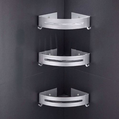 PÓŁKA ŁAZIENKOWA POD PRYSZNIC NAROŻNA SREBRNA ŚCIENNA PRYSZNICOWA KPL 2szt na Arena.pl