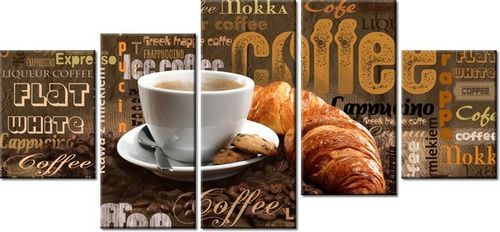 70CM 150CM OBRAZ 5 ELEM APETYCZNA KAWA ŚCIENNY na Arena.pl