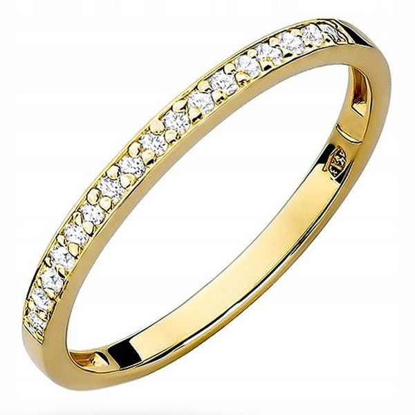 ZŁOTY PIERŚCIONEK OBRĄCZKA Cyrkonie pr. 375 r.20 zdjęcie 1