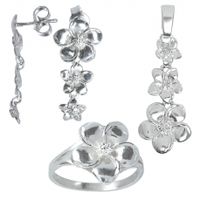SREBRNY KOMPLET RUCHOME KWIATY SREBRO PRÓBY 925