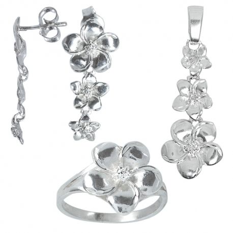 SREBRNY KOMPLET RUCHOME KWIATY SREBRO PRÓBY 925 zdjęcie 1