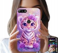 ETUI DO HUAWEI Y7 2018 - SŁODKI TYGRYSEK NA RÓŻOWYM TLE + SZKŁO