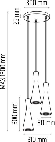 Lampa wisząca czarna Vegas 3 pł (plafon) na Arena.pl