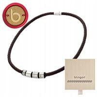 Rzemyk skórzany pleciony brązowy na szyję męski stal chirurgiczna BLINGART