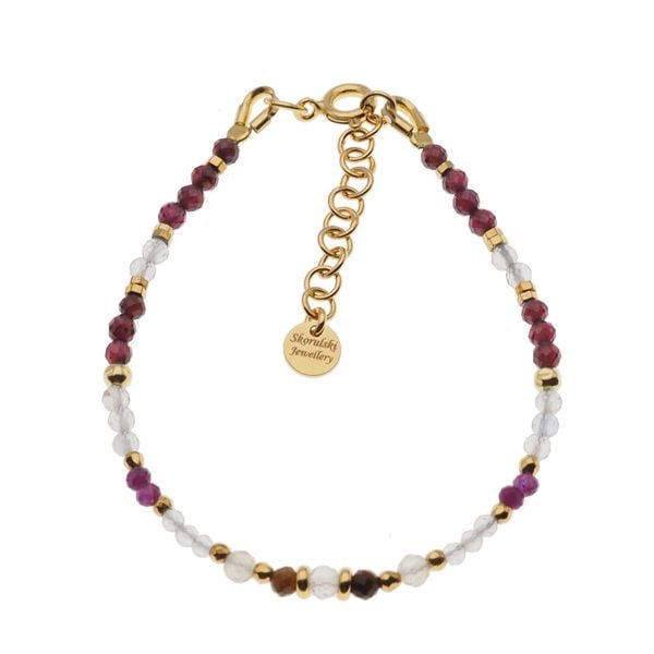 Bransoletka znak zodiaku lew - mix kamieni i srebro złocone zdjęcie 1