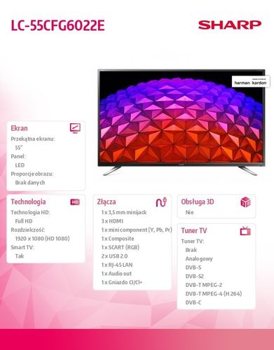 Sharp Telewizor 55 LED LC55CFG6022E na Arena.pl