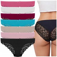 Majtki Koronkowe Bawełniane Wielokolorowe Damskie Figi Wygodne S 7-PAK