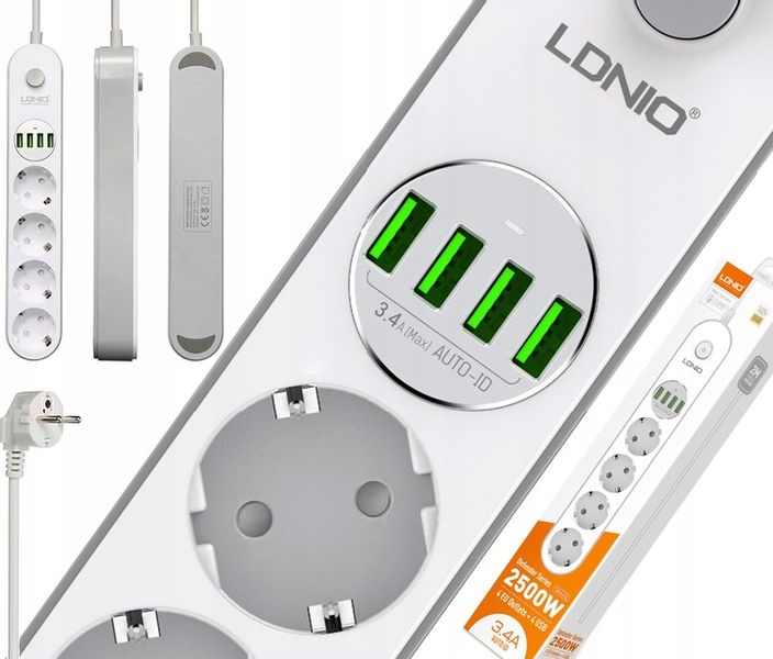 Listwa zasilająca Ldnio SE4432 z ładowarką USB zdjęcie 13