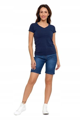 T-SHIRT DAMSKI BAWEŁNIANY KRÓTKI RĘKAW KOSZULKA DEKOLT V MORAJ R.L BASIC na Arena.pl