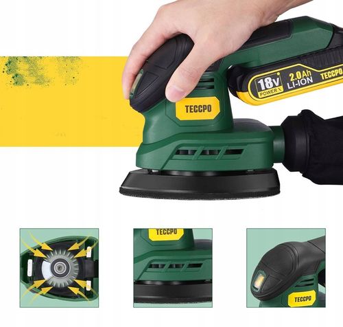 SZLIFIERKA MIMOŚRODOWA OSCYLACYJNA AKUMULATOROWA 2.0mAh 18V Bezpyłowa TECCP na Arena.pl