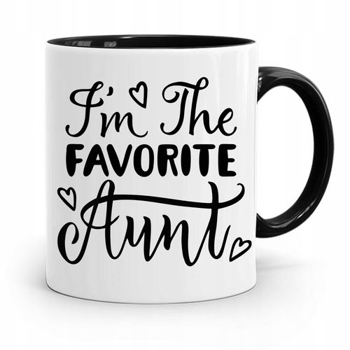 Kubek Czarny Prezent Dla Cioci Im The Favorite Z Nadrukiem Ze Zdjęciem na Arena.pl