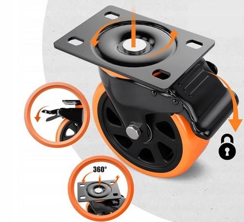 ZESTAW JEZDNY KÓŁ 125MM KÓŁEK KOŁA OBROTOWE Z HAMULCEM 400 KG DO WÓZKA na Arena.pl