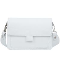 VERA PELLE torebka skórzana listonoszka z szerokim paskiem V721 biała