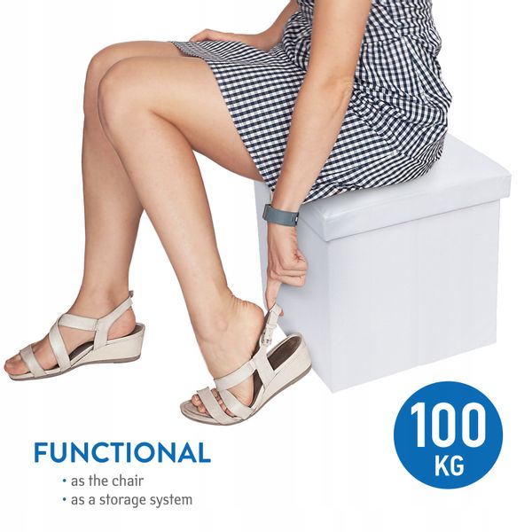 Tatkraft Blanc składany puf ze schowkiem WYPRZEDAŻ zdjęcie 2