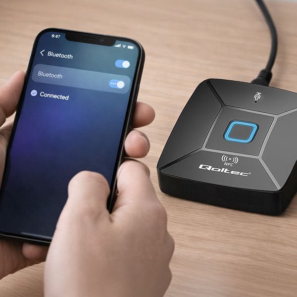 Qoltec Transmiter Audio Bluetooth 6.0 HiFi NFC/RCA/AUX zdjęcie 11