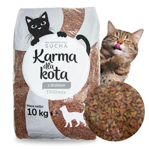 SUCHA KARMA Z KURCZAKIEM MIĘSO WITAMINY DLA KOTA 10KG na Arena.pl