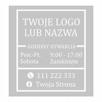 NAKLEJKA GODZINY OTWARCIA | PERSONALIZACJA | 40X50 CM