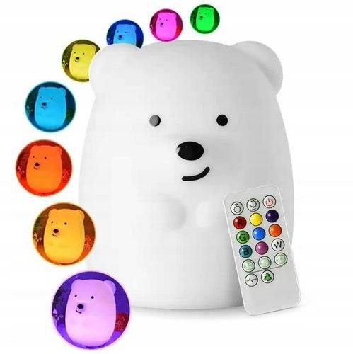SILIKONOWA LAMPKA NOCNA MIŚ MISIO DLA DZIECI DZIECKA KOLOROWA LED RGB PILOT na Arena.pl