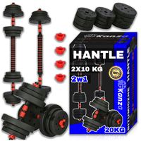 HANTLE REGULOWANE ZESTAW HANTLE DO ĆWICZEŃ 2x10KG 20KG SZTANGA + GRYFY