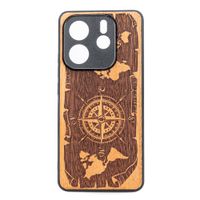 Drewniane Etui Bewood do Xiaomi Redmi Note 14 5G RÓŻA WIATRÓW MERBAU