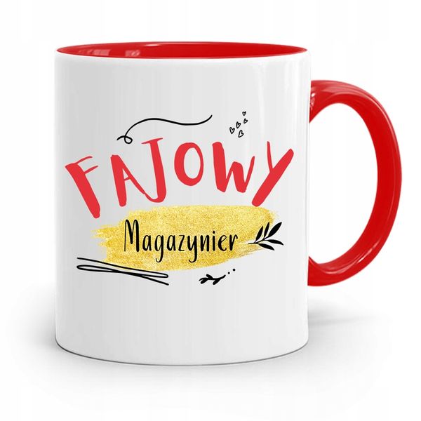 Kubek Czerwony Dla Magazyniera Fajowy Prezent Z Nadrukiem Ze Zdjęciem zdjęcie 1