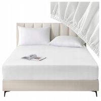 Prześcieradło z gumką 140x200 HOTELOWE BAWEŁNA BIAŁE PREMIUM POLSKIE 25CM