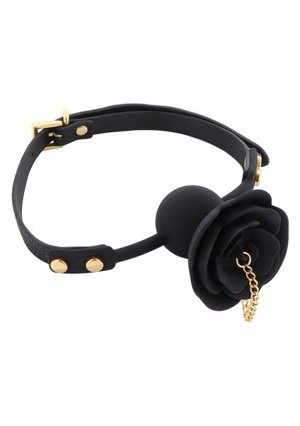 Rose Ball Gag with Plug Black zdjęcie 7