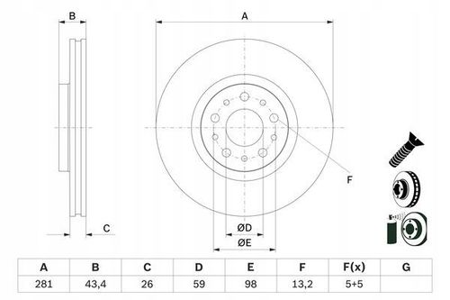 TARCZA HAM PRZOD 281X26 V BOSCH na Arena.pl