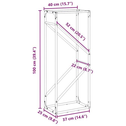 Stojak na drewno opałowe, czarny, 40x25x100 cm na Arena.pl
