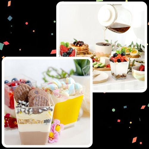 Pucharki Kwadratowe do deserów 120ml 50szt na przekąski desery pojemniki na Arena.pl