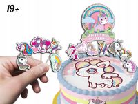 TOPPERY NA TORT (10szt) + duży TOPPER Najlepszego - JEDNOROŻEC UNICORN