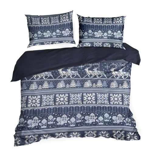Zestaw pościeli flanelowej z motywem świątecznym 100% bawełna FJORD 140x200 na Arena.pl