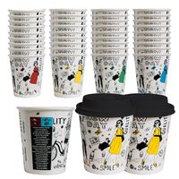 Kubki Papierowe Do Goracych i Zimnych Napojów 250ml Nadruk+ pokrywki 100szt